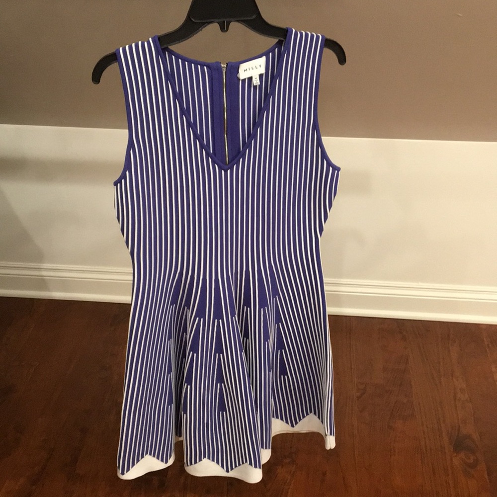 Milly Striped Fit/Flare Dress